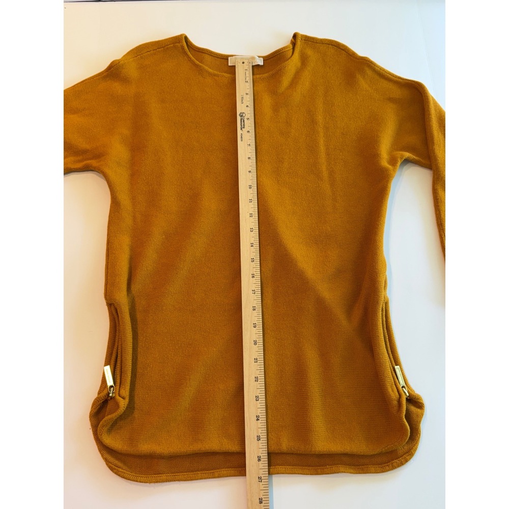 Michael Kors Womens Mustard Yellow Knit Side Zip Sweater Marigold Medium - Picture 5 of 8